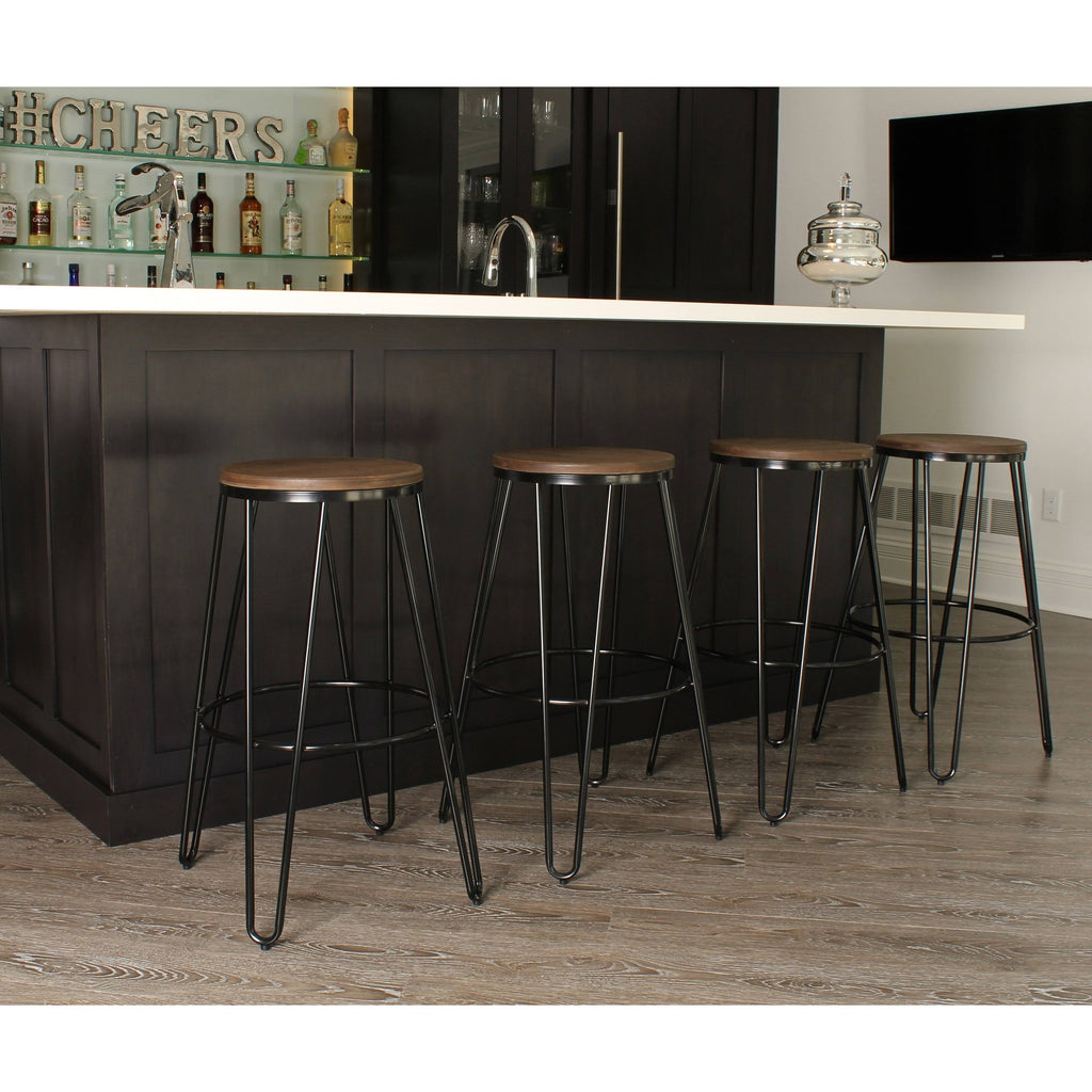 White Wood and Metal Bar Stools Set of 4 W760744