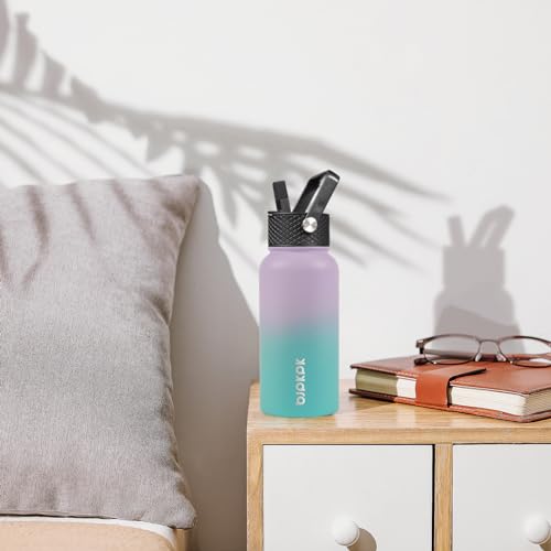 Half Gallon Insulated Stainless Steel Water Bottle with Straw Lid, Black I34721