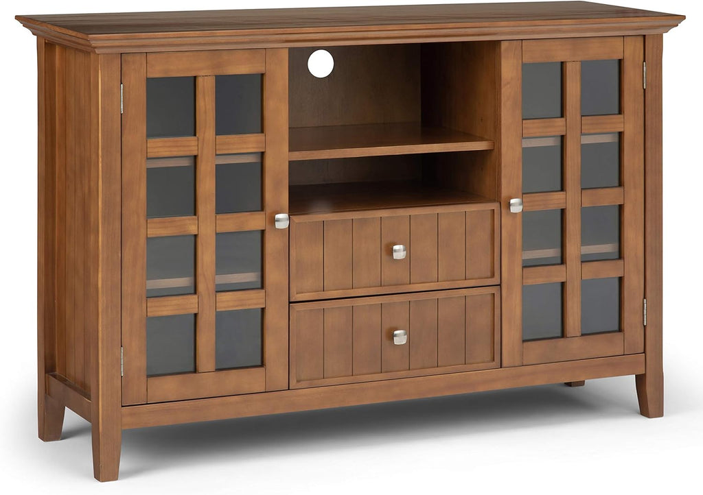 Black Solid Wood TV Media Stand with Storage Shelves and Cabinets V86462