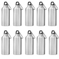 10pcs 600ml Aluminum Water Bottles Silver with Carabiner Hook J918