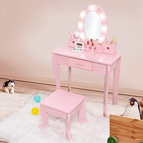 Kids Vanity Set with Mirror and Chair V423213