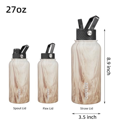 Half Gallon Insulated Stainless Steel Water Bottle with Straw Lid, Black I34721