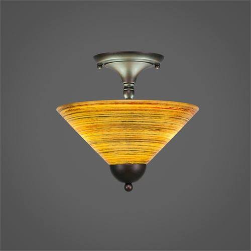 Two Light Semi-Flush Mount Bronze Finish with Saturn Glass G62745