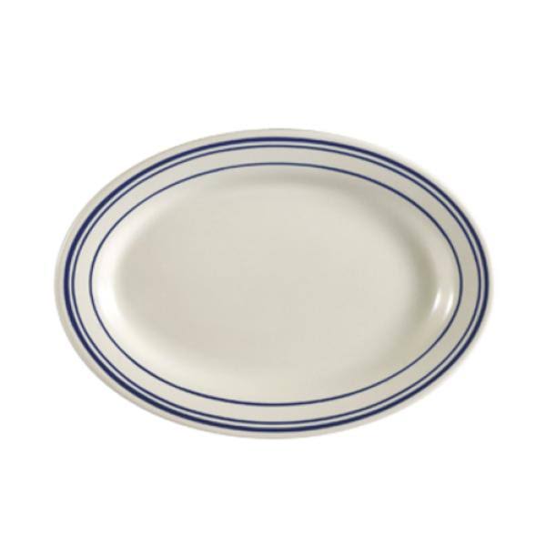 Blue Line Rolled Edge Oval Platter 15-1/2in. x 10in. E26870