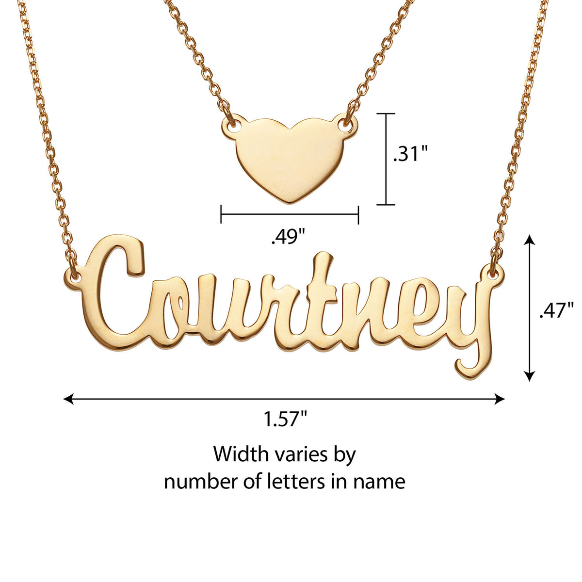 Sterling Silver Script Nameplate and Heart Layered Double Necklace R920349
