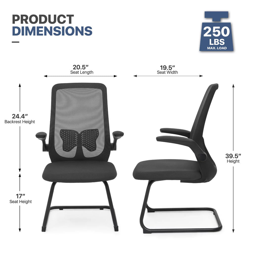 Black Set of 2 Mesh Office Chair with Lumbar Support I132554