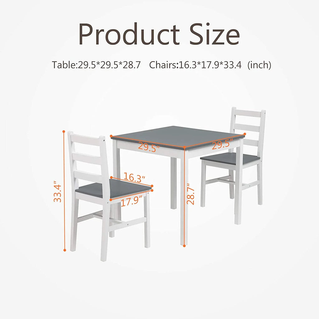 3-Piece Wood Dining Table and Chairs Set, Gray J5096
