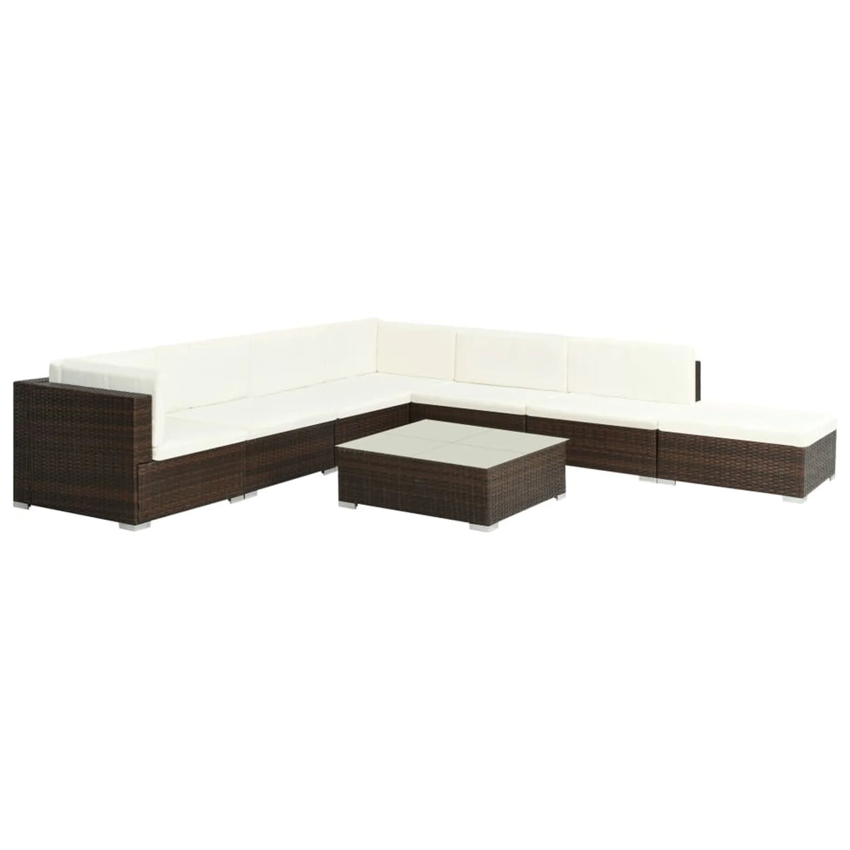 8 Piece Cream White Cushioned Sofa Set with Coffee Table and Ottoman W330