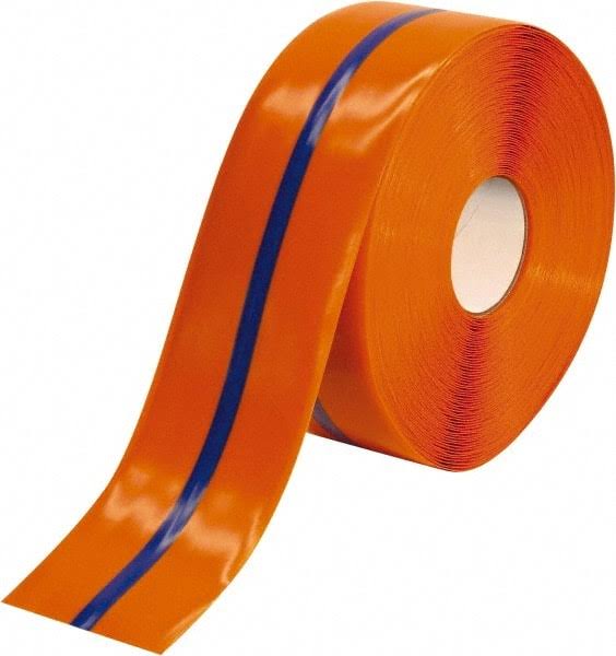 Orange & Blue Striped PVC Floor Tape W4614