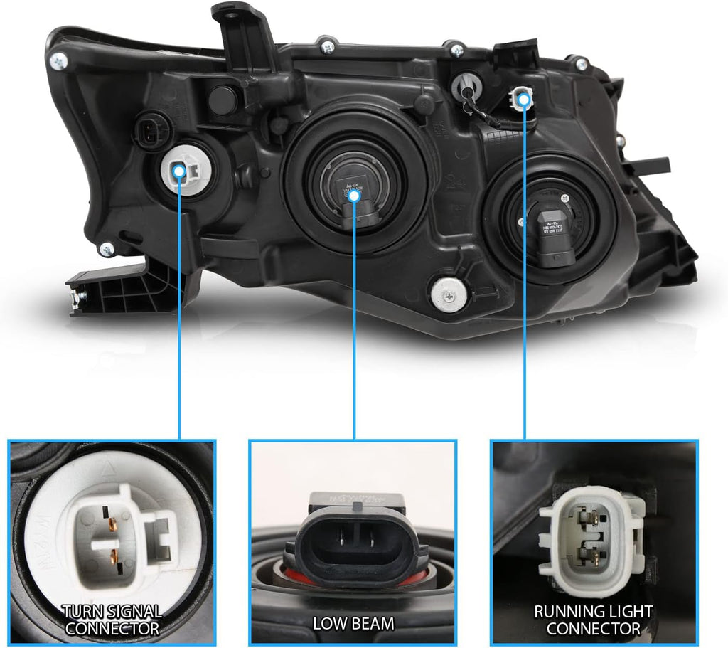 Black Projector Replacement Headlights LED Bar Set V93742