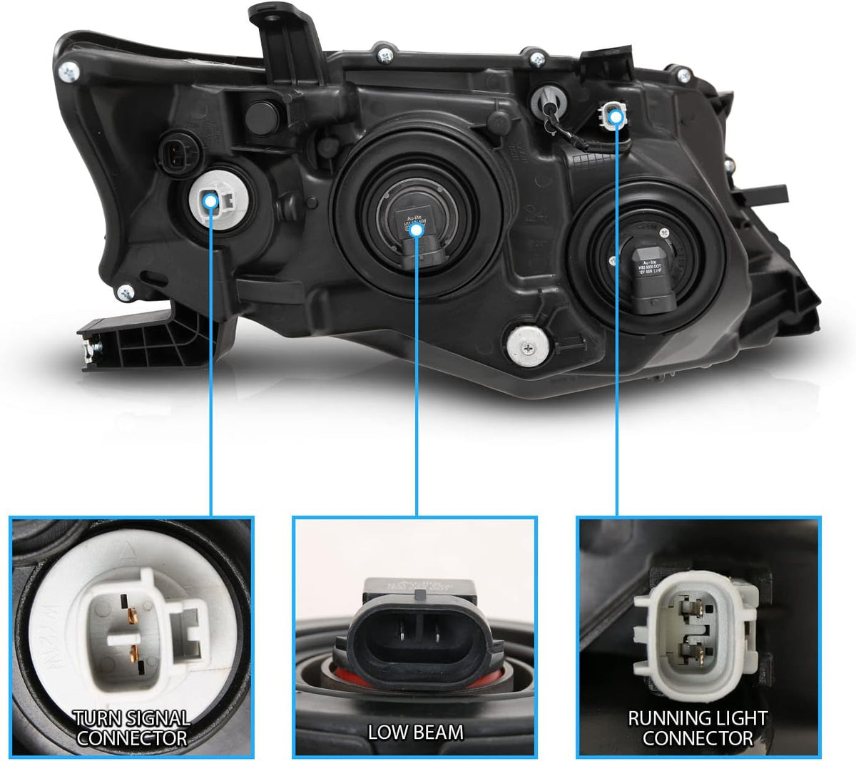 Black Projector Replacement Headlights LED Bar Set V93742