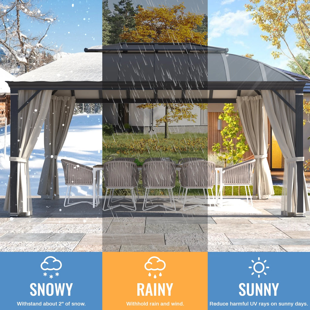 12'x16' Hardtop Aluminum Patio Gazebo with Aluminum Composite Double Roof Z66458