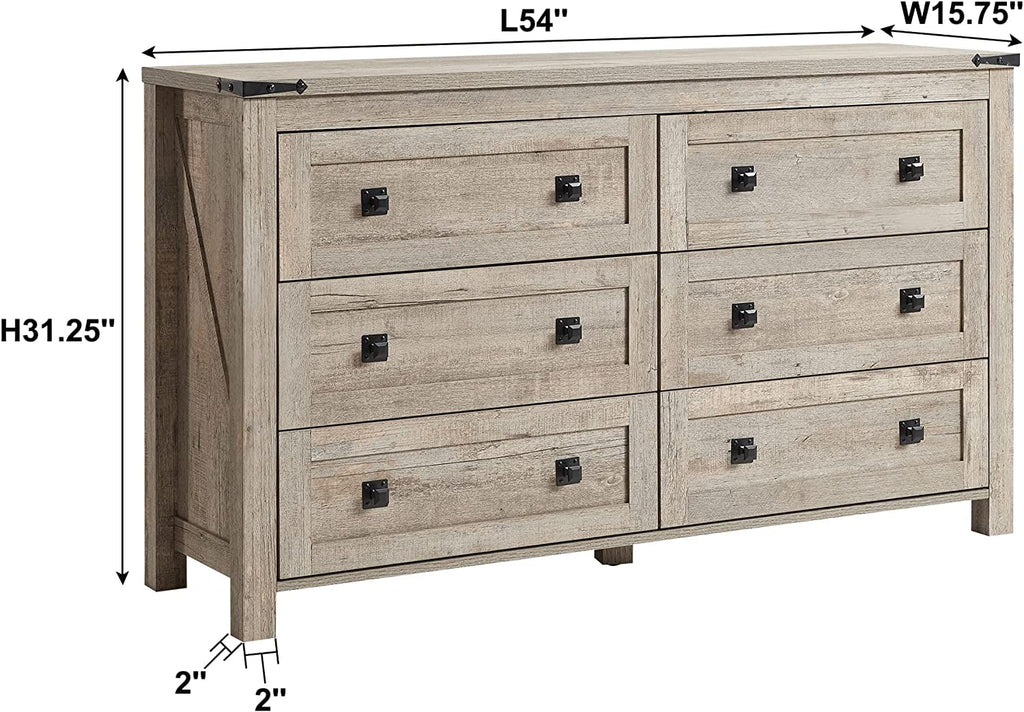 6 Drawer Wood Dresser J957