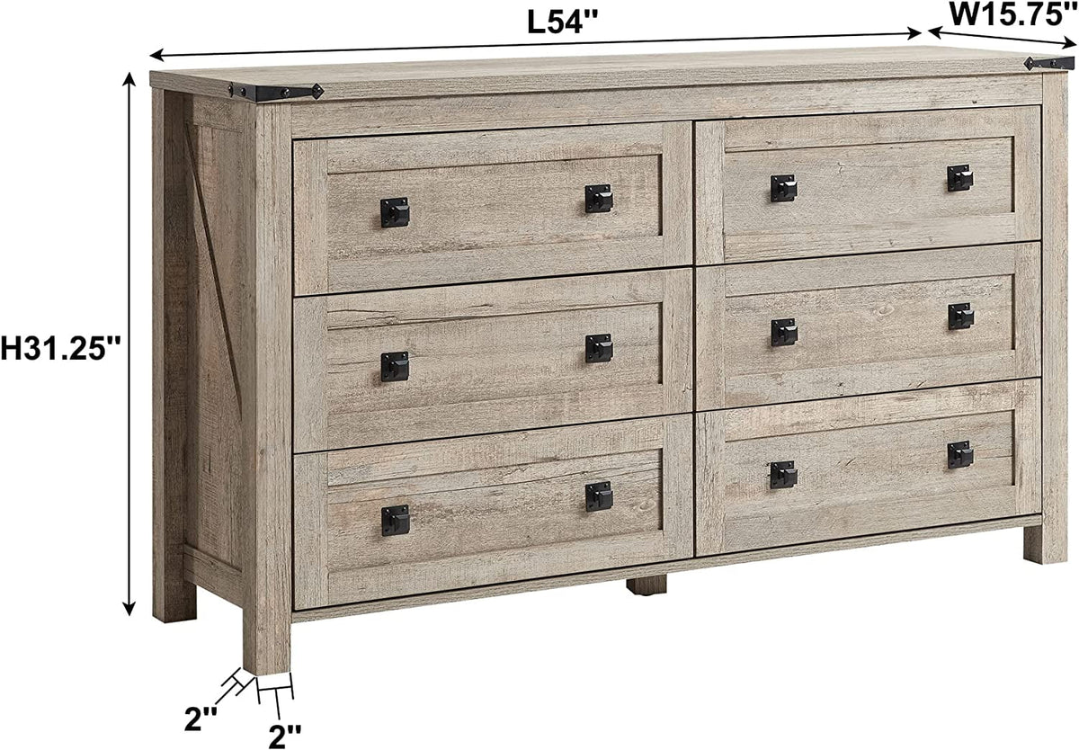 6 Drawer Wood Dresser J957