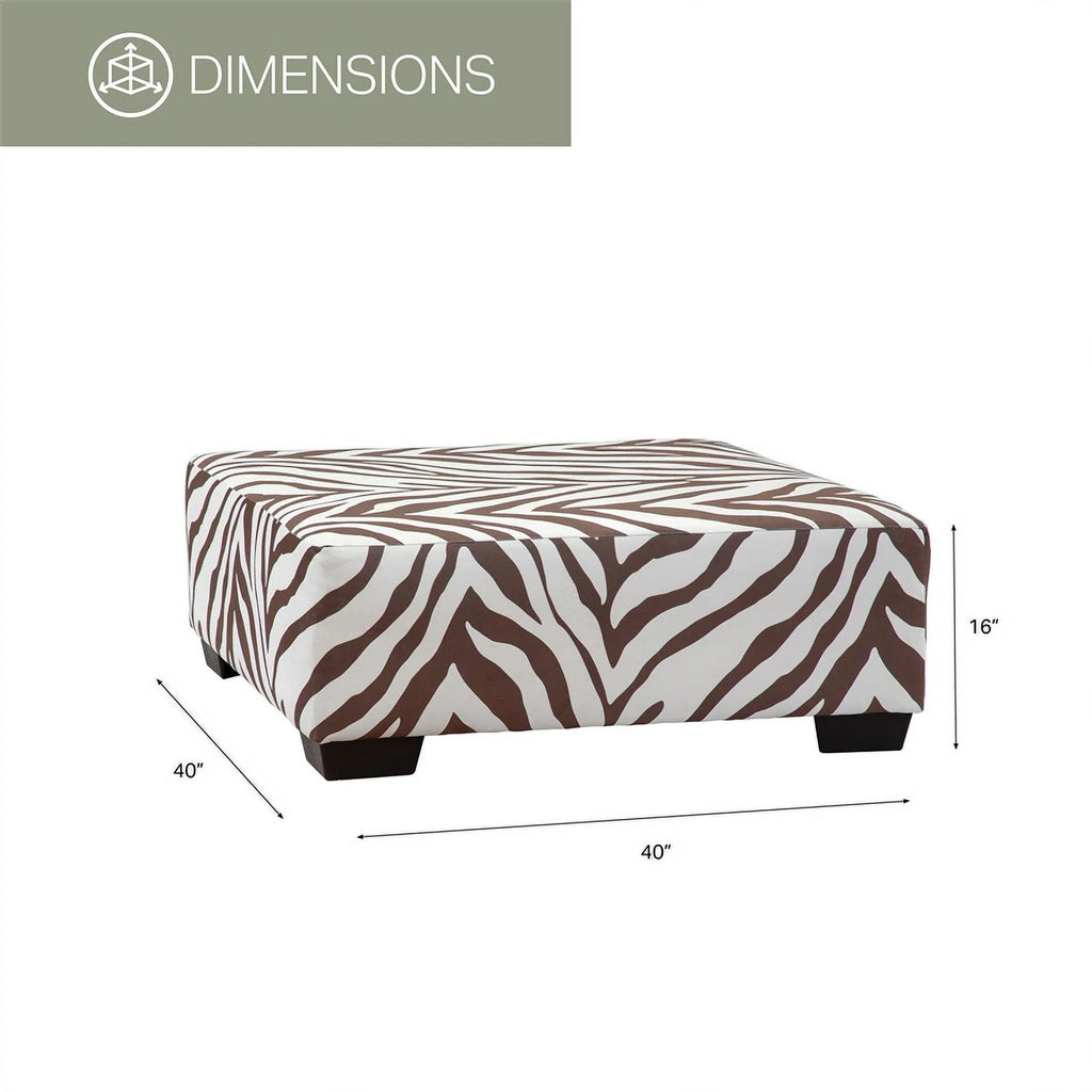 Brown and White Zebra Upholstered Ottoman C487223