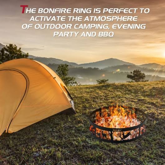36x22 Metal Fire Pit Ring with Poker S268