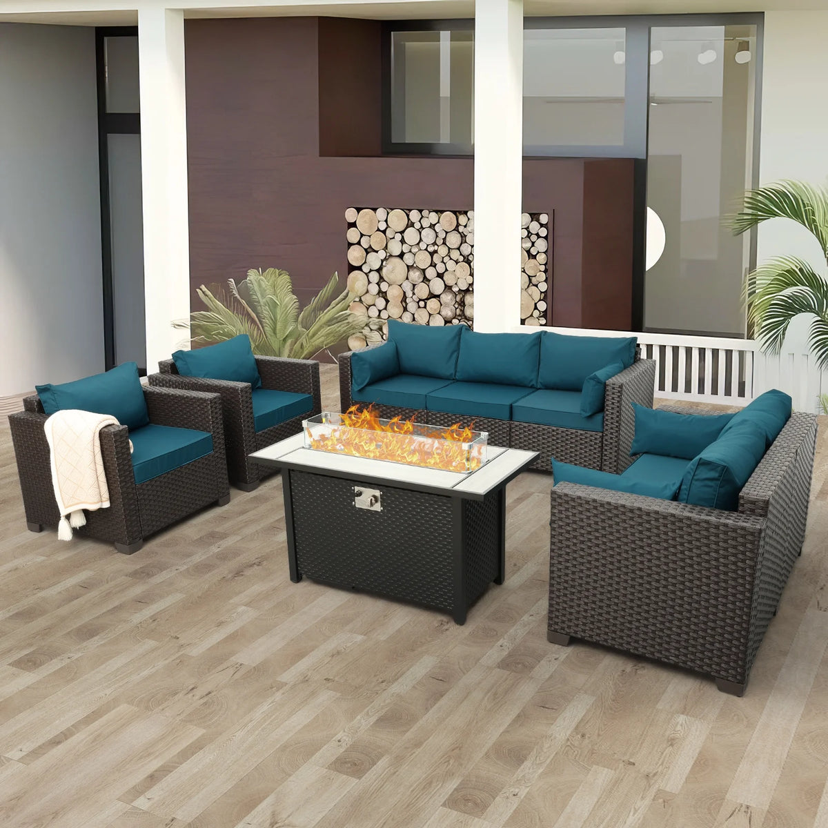 5 Pcs Outdoor Conversation Set with Fire Pit C73616