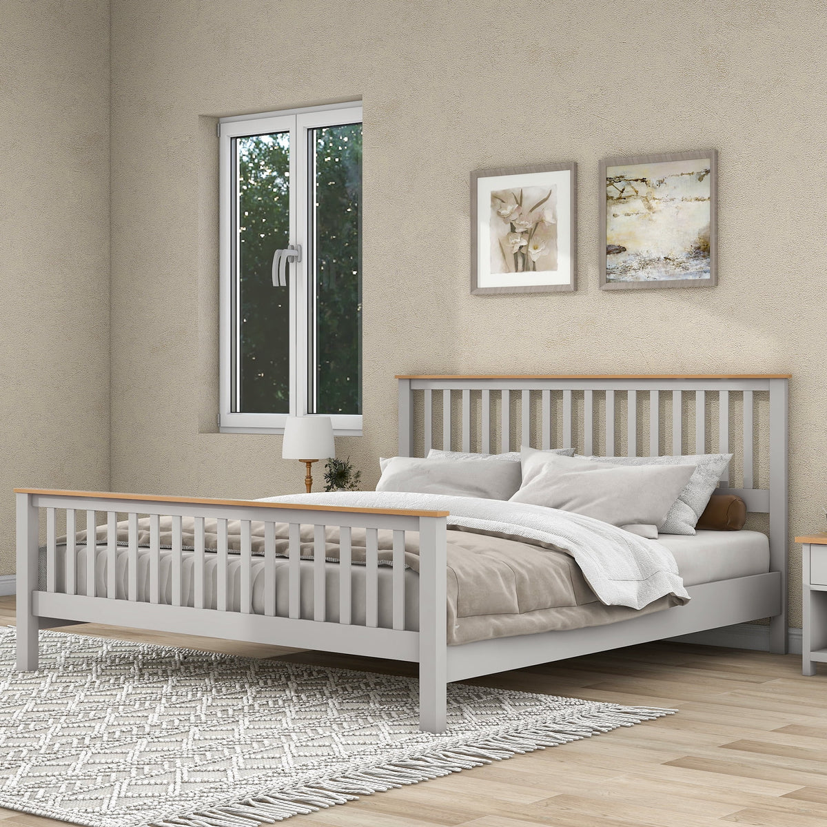 Gray Solid Platform Bed King M52466