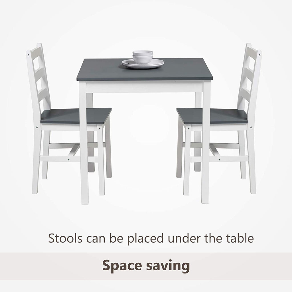3-Piece Wood Dining Table and Chairs Set, Gray J5096