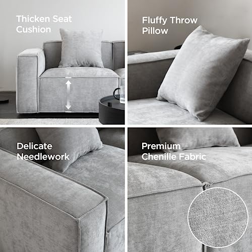 Grey L-Shape Sectional Sofa Set with Ottoman and Chaise H49264