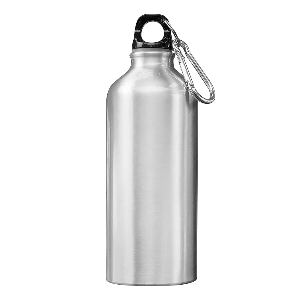 10pcs 600ml Aluminum Water Bottles Silver with Carabiner Hook J918