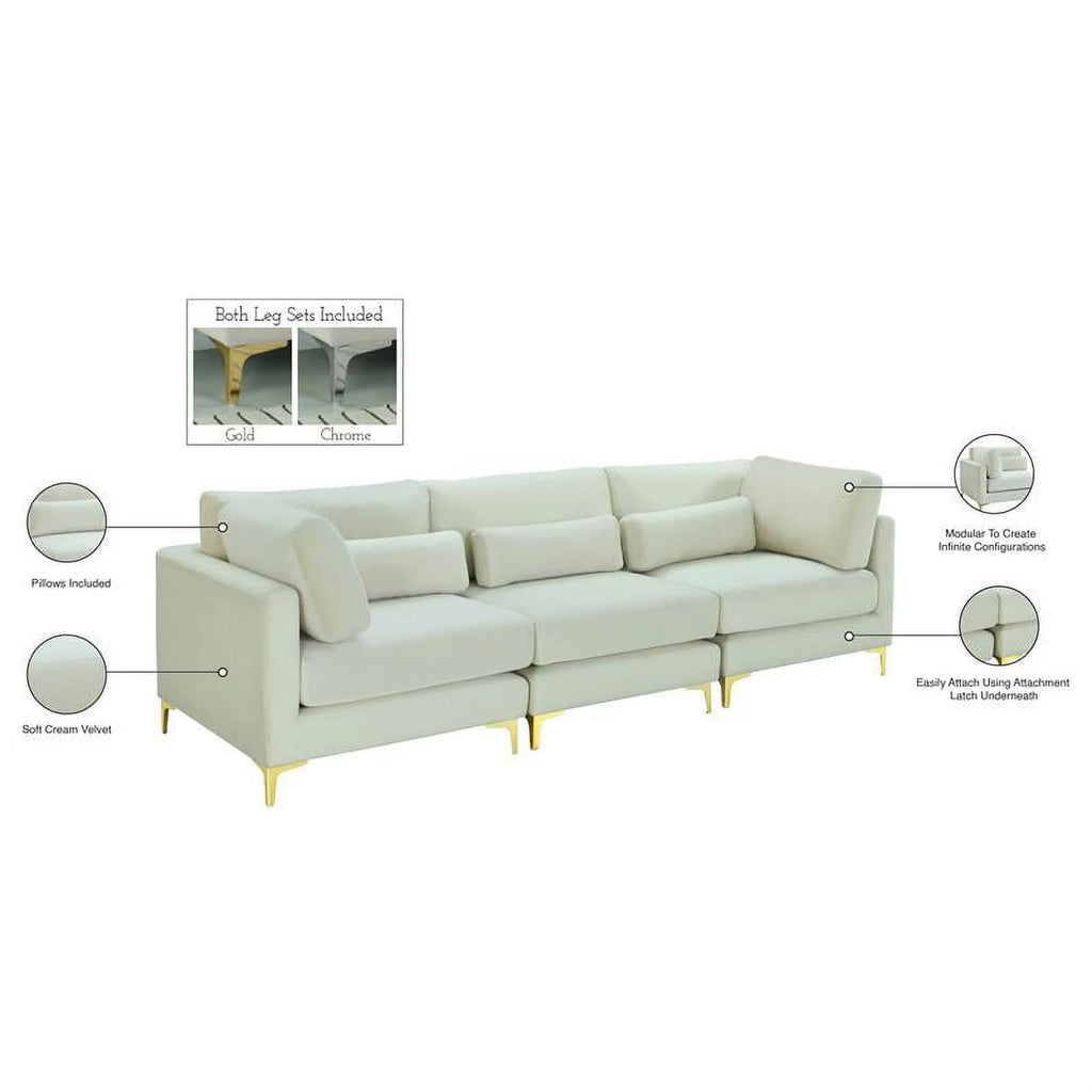 Cream Velvet Modular Sofa I45536