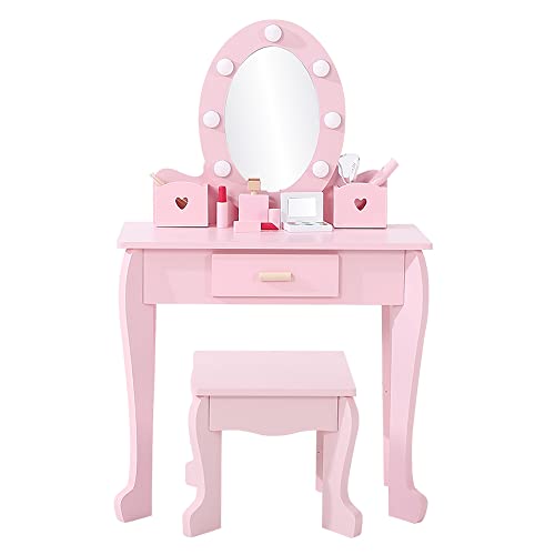 Kids Vanity Set with Mirror and Chair V423213