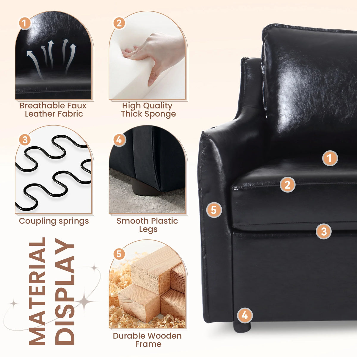 Black Faux Leather Accent Chair I618362