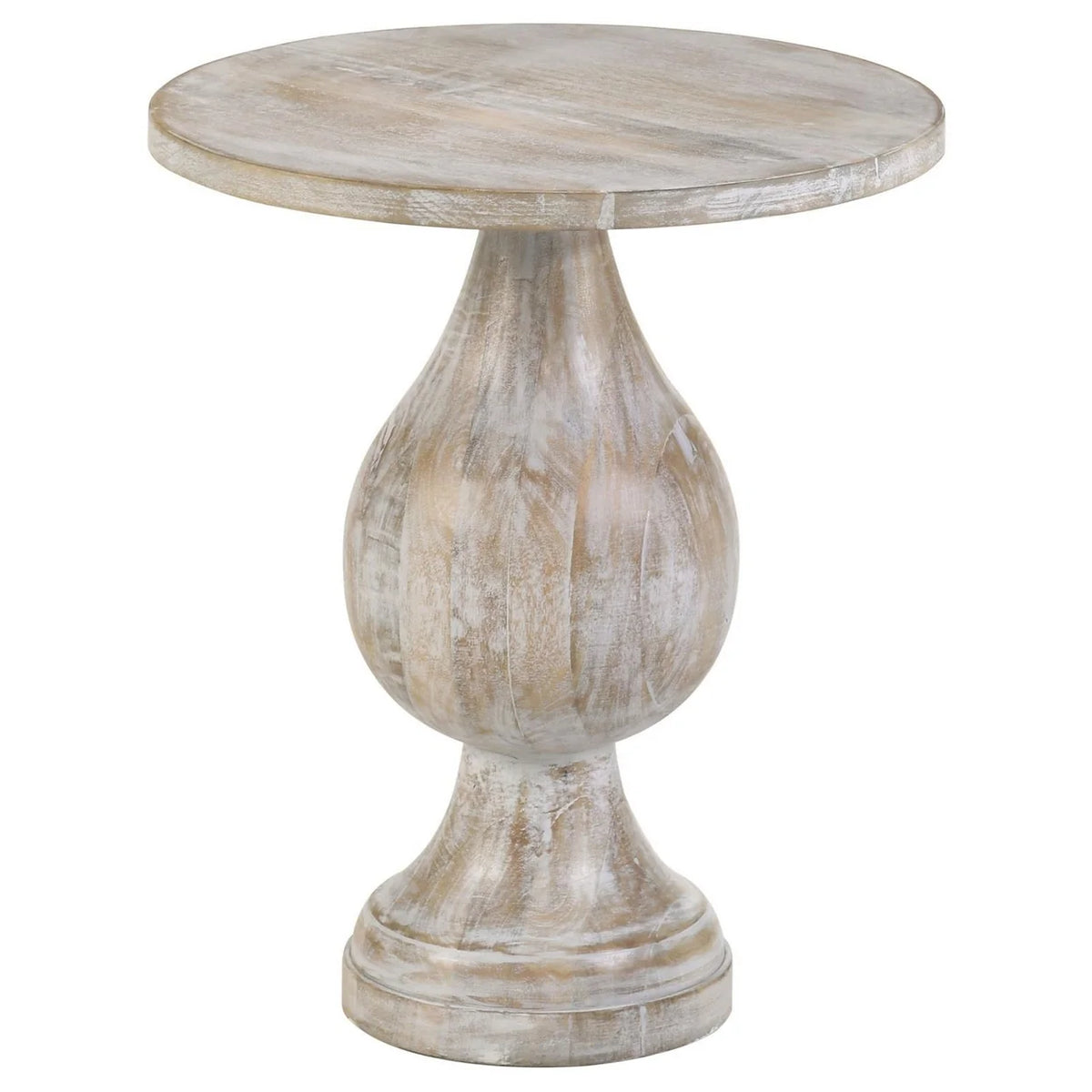 24 Inch Round Pedestal Accent Table Oak White Wood W50309