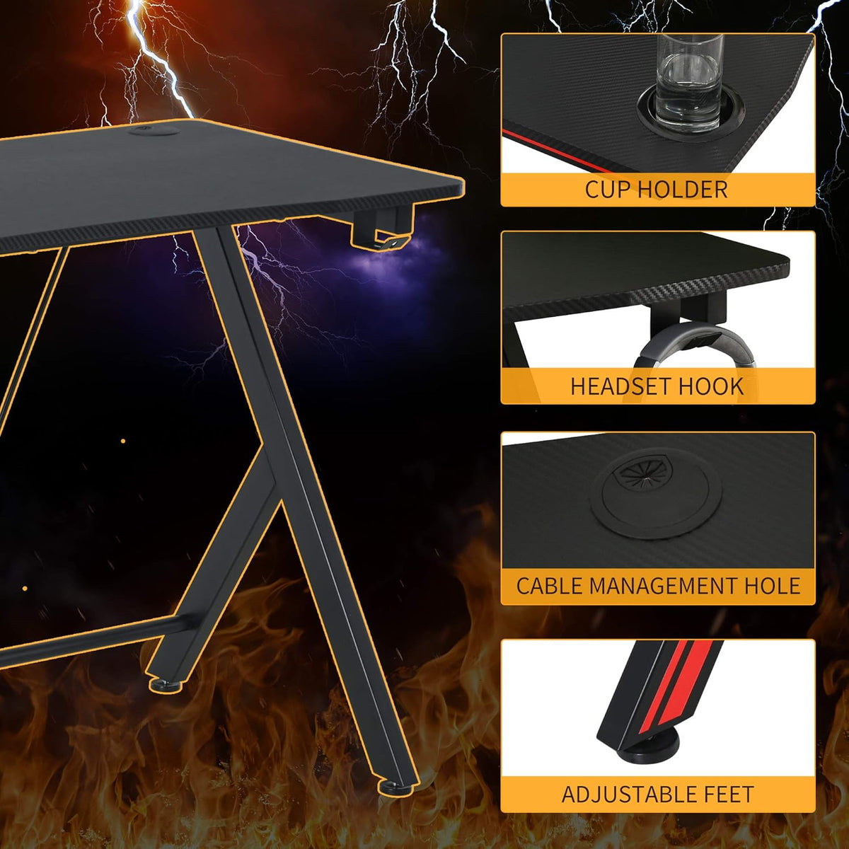47 inch Gaming Computer Desk with Cup Holder L384