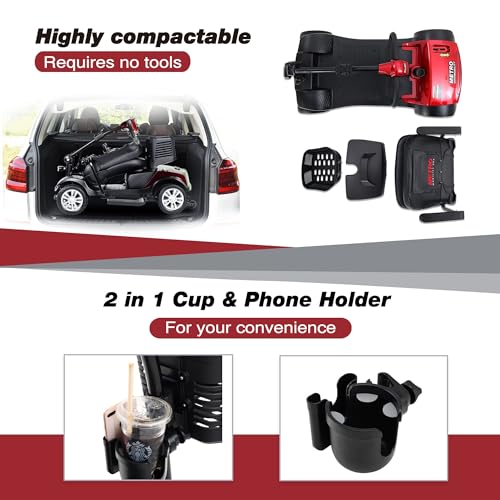 Red Foldable Electric Mobility Scooter with Basket V262933