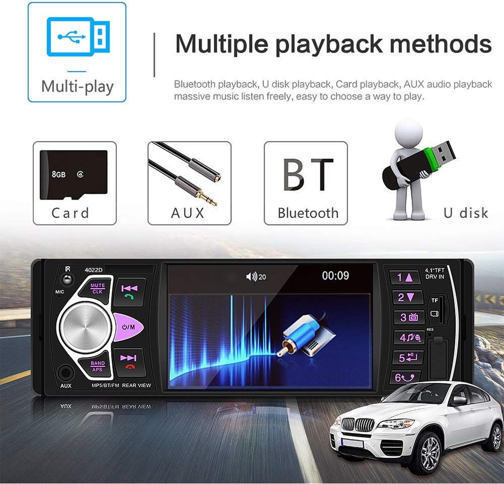 Single Din Car Stereo with Backup Camera U738