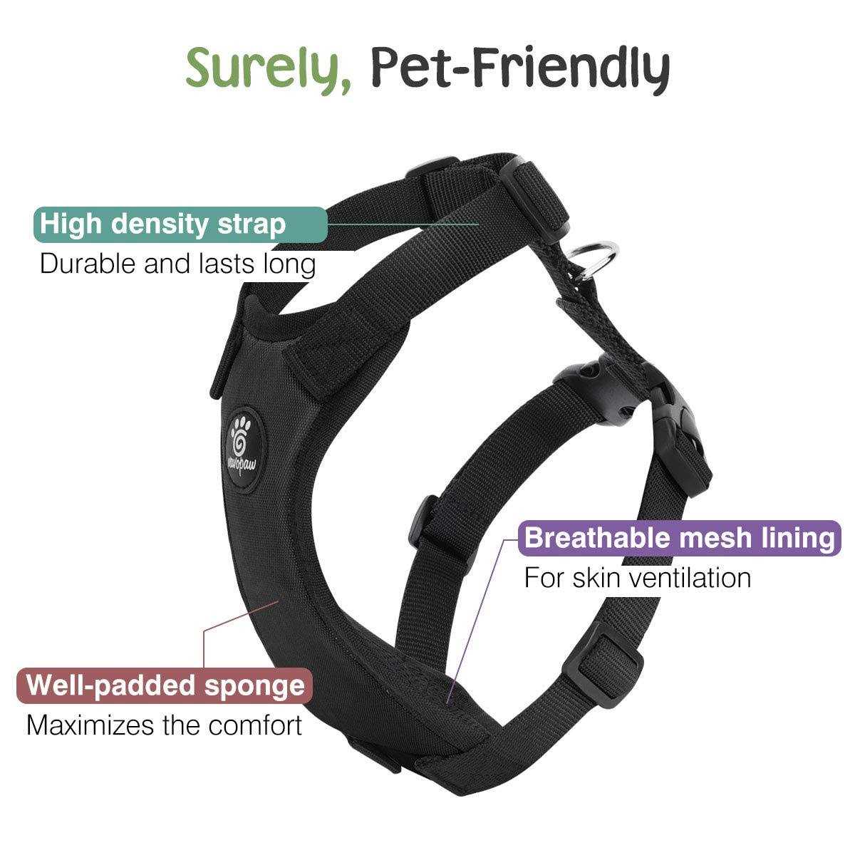 Adjustable Soft Padded Mesh Dog Vehicle Safety Vest Harness with Travel Strap and Carabiner K157004