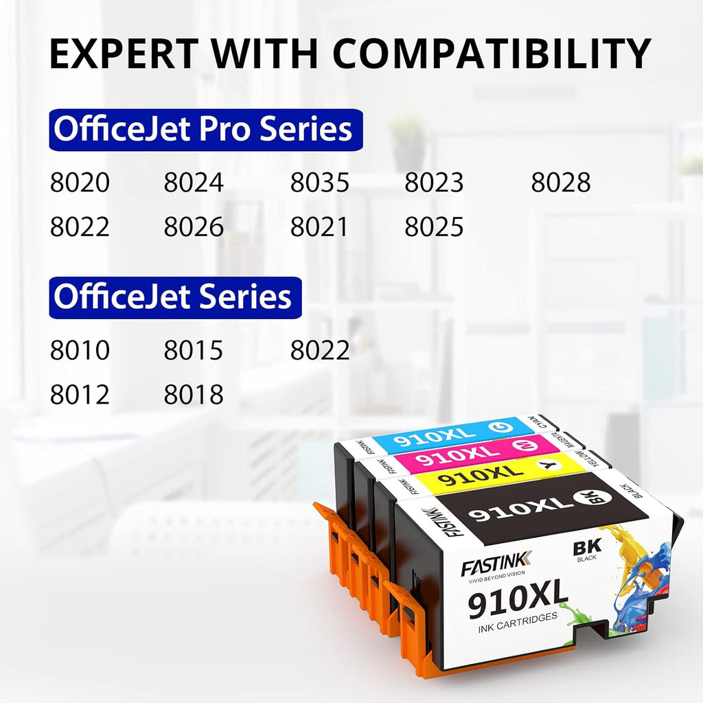 Remanufactured 910XL Ink Cartridges 4 Combo Pack Black Cyan Magenta Yellow Z98957