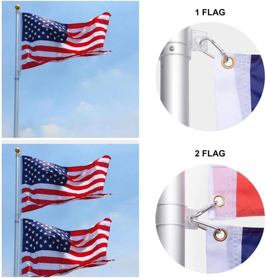 20FT Telescoping Aluminum Flagpole Kit V83564