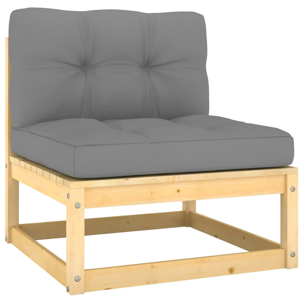 14 Piece Patio Lounge Set Outdoor Sofa Set with Gray Cushion Pinewood Sectional C697