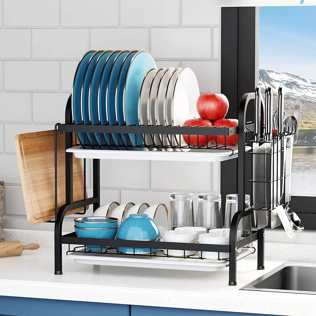 2-Tier Dish Drying Rack with Drain Board Tray N691036