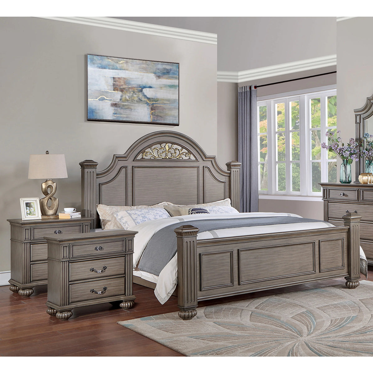 Grey Wood 3-Piece Eastern King Bedroom Set F262855
