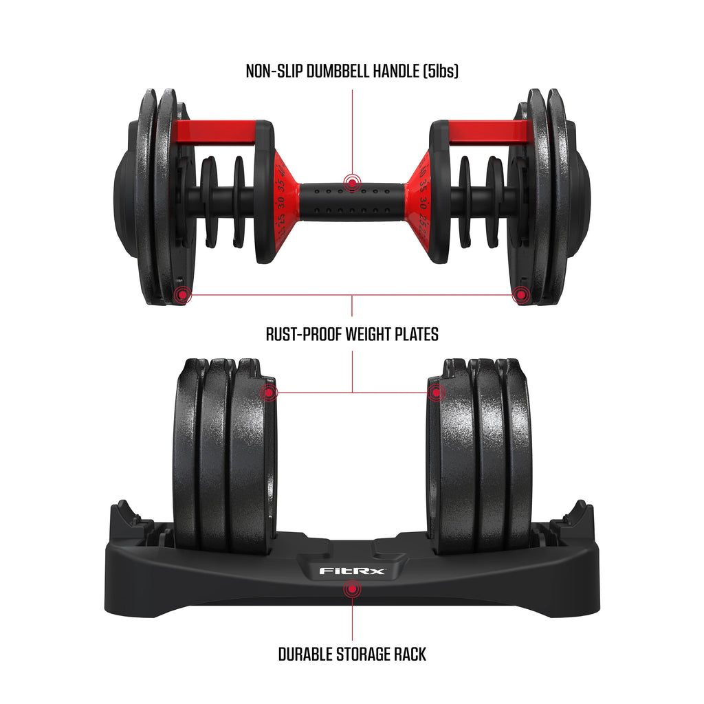 Adjustable Dumbbell 10-90 lbs Black Q427