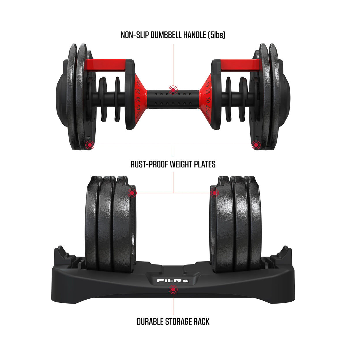 Adjustable Dumbbell 10-90 lbs Black Q427