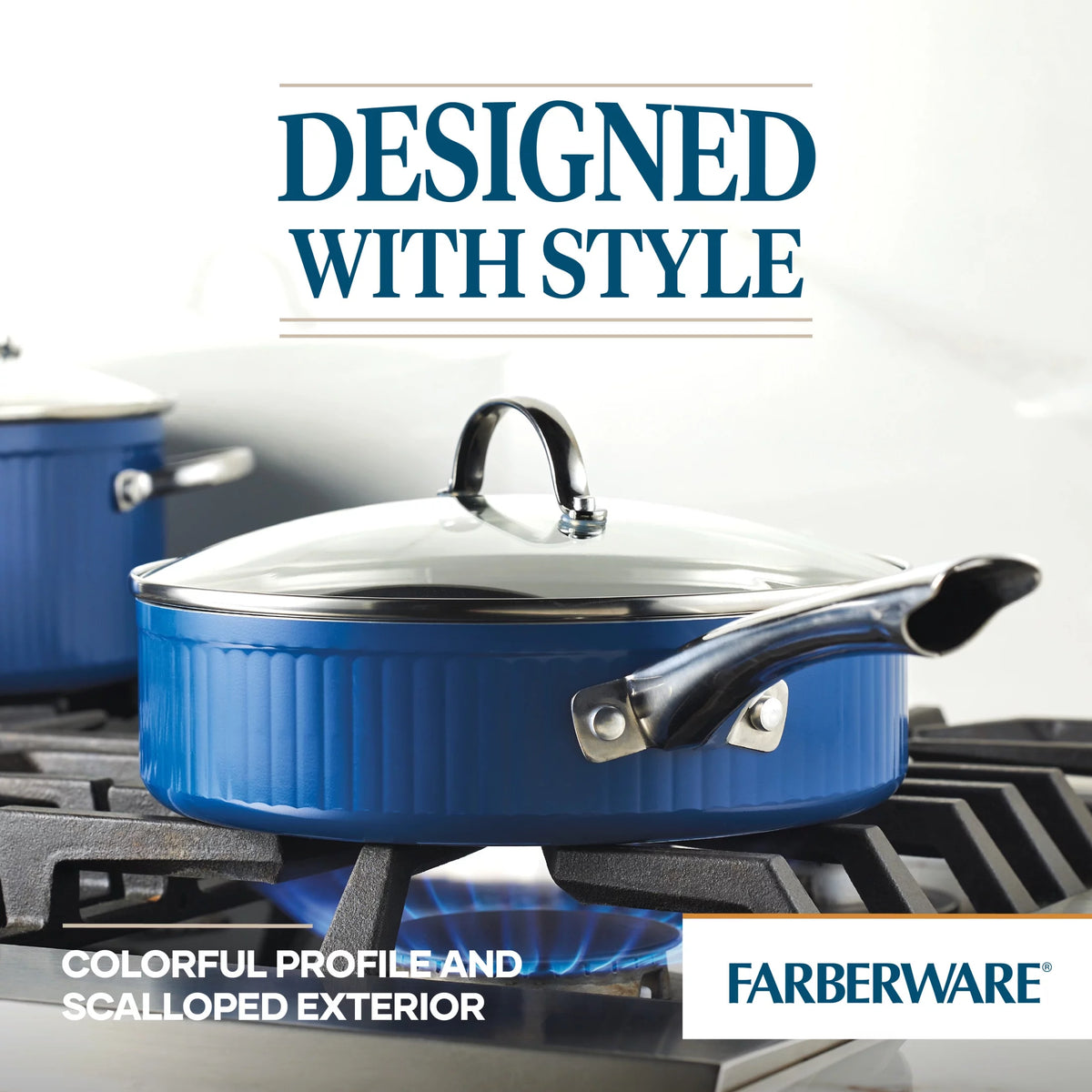 Blue 3 Qt Nonstick Cookware Saute Pan with Lid Q2521