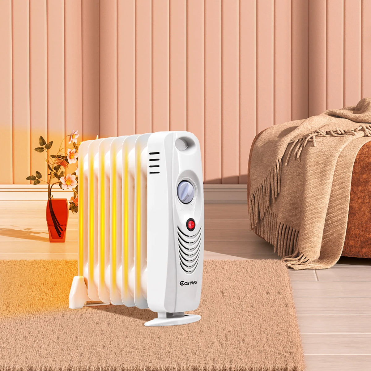 Portable Mini Electric Oil Filled Radiator Heater 7-Fin A2440