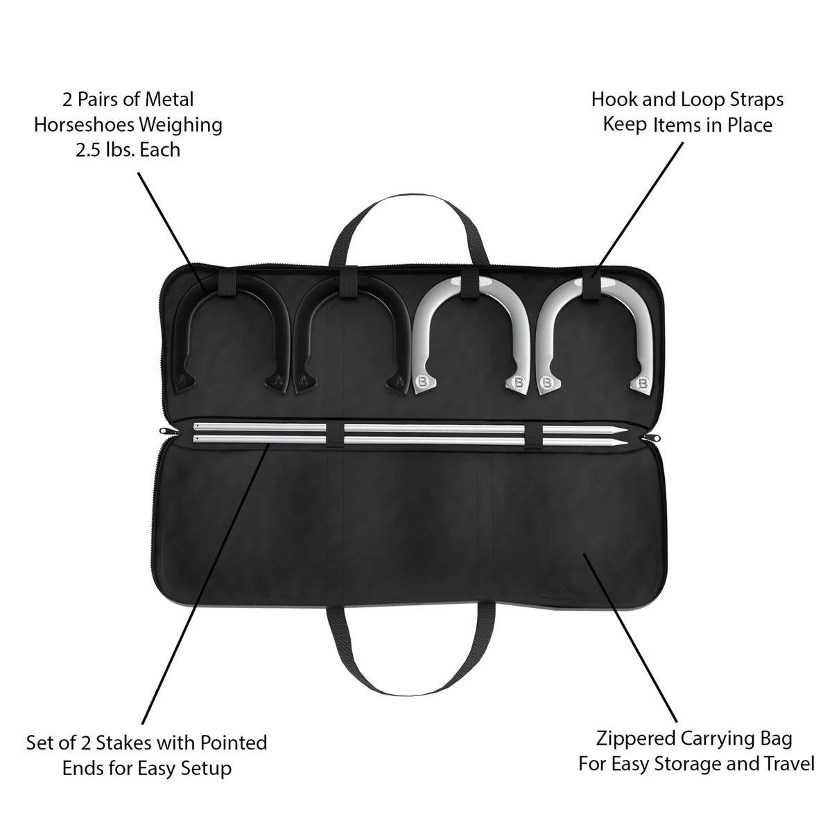 Horseshoe Set with 4 Metal Shoes and 2 Poles D27680