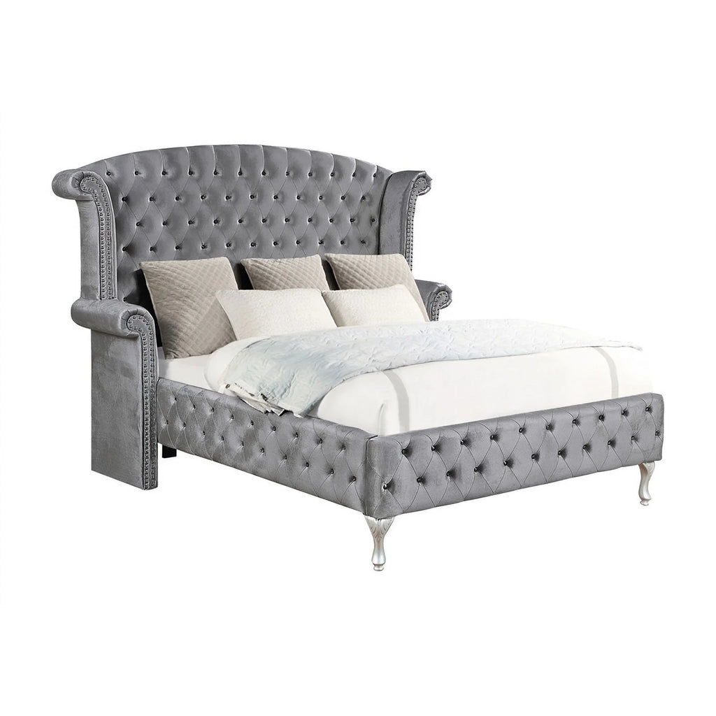 Queen Velvet Upholstered 4-piece Bedroom Set S880