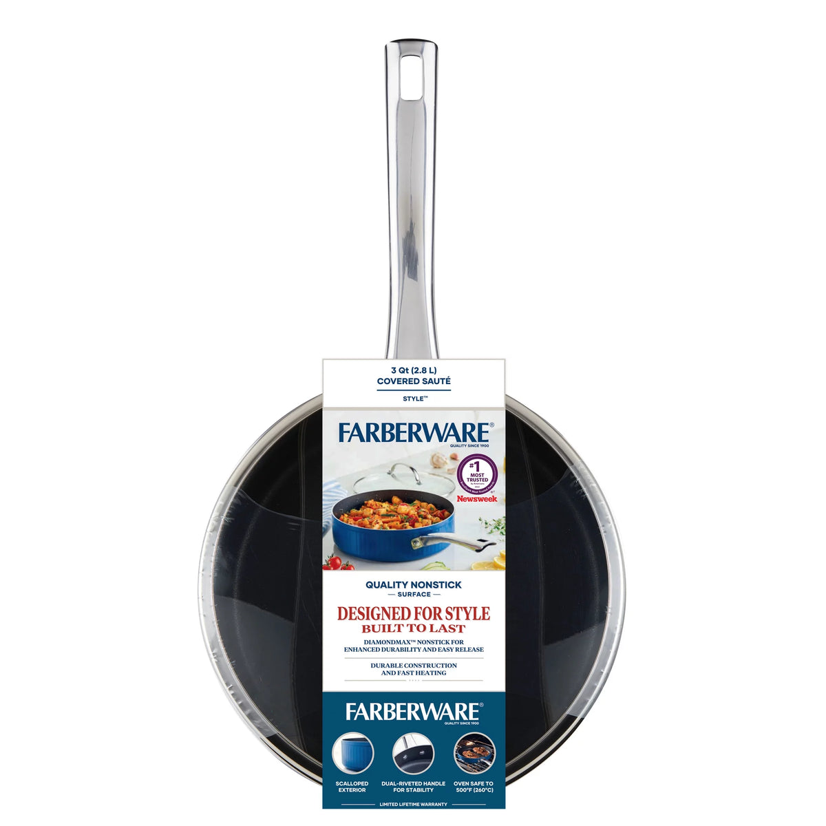 Blue 3 Qt Nonstick Cookware Saute Pan with Lid Q2521