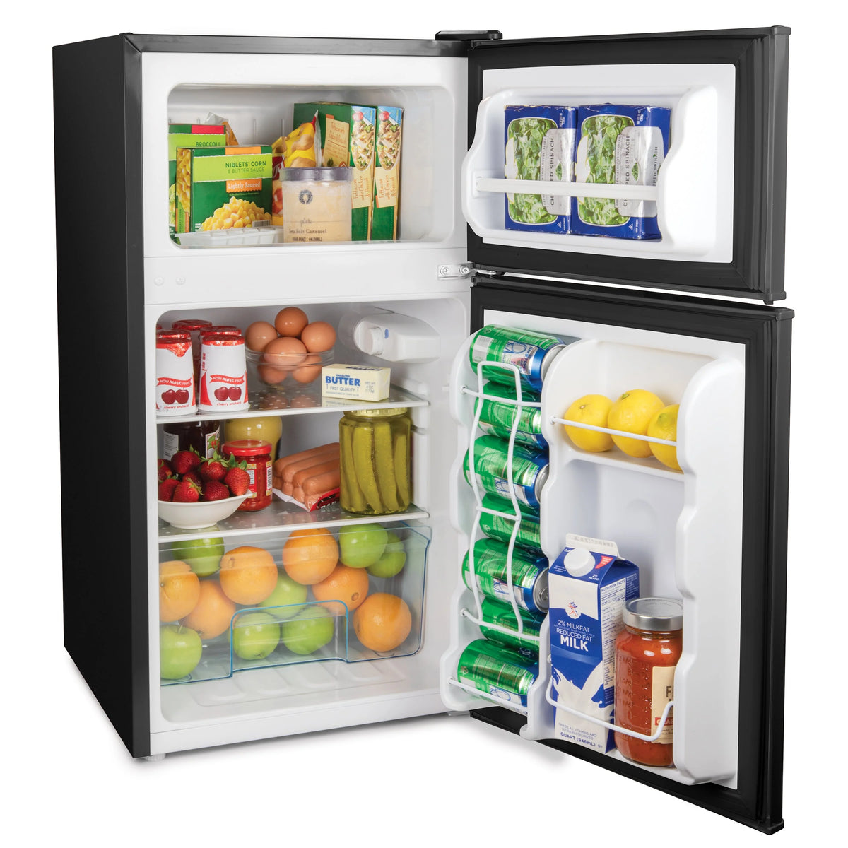 3.2 Cu. Ft. Double Door Refrigerator With Freezer, Black G911