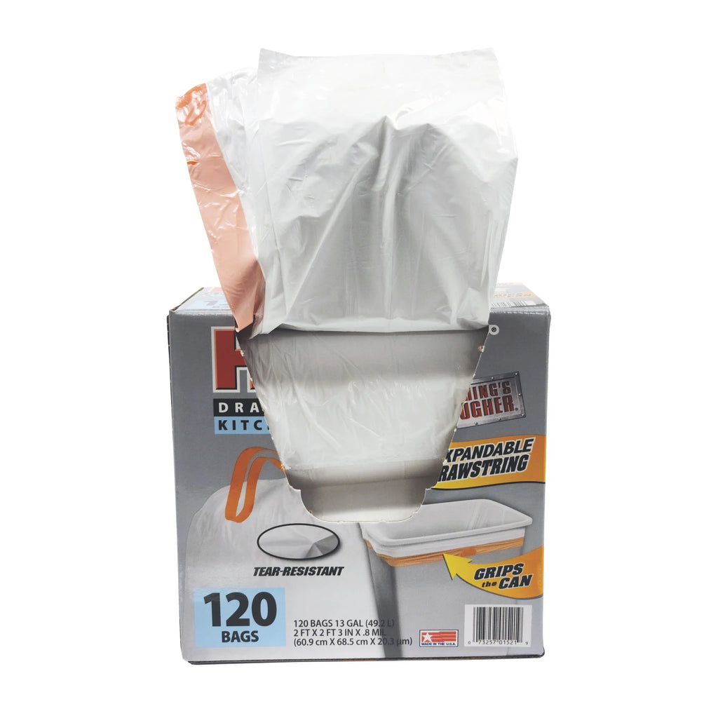120 Count 13 Gallon Tall Kitchen Trash Bags with Drawstring O520
