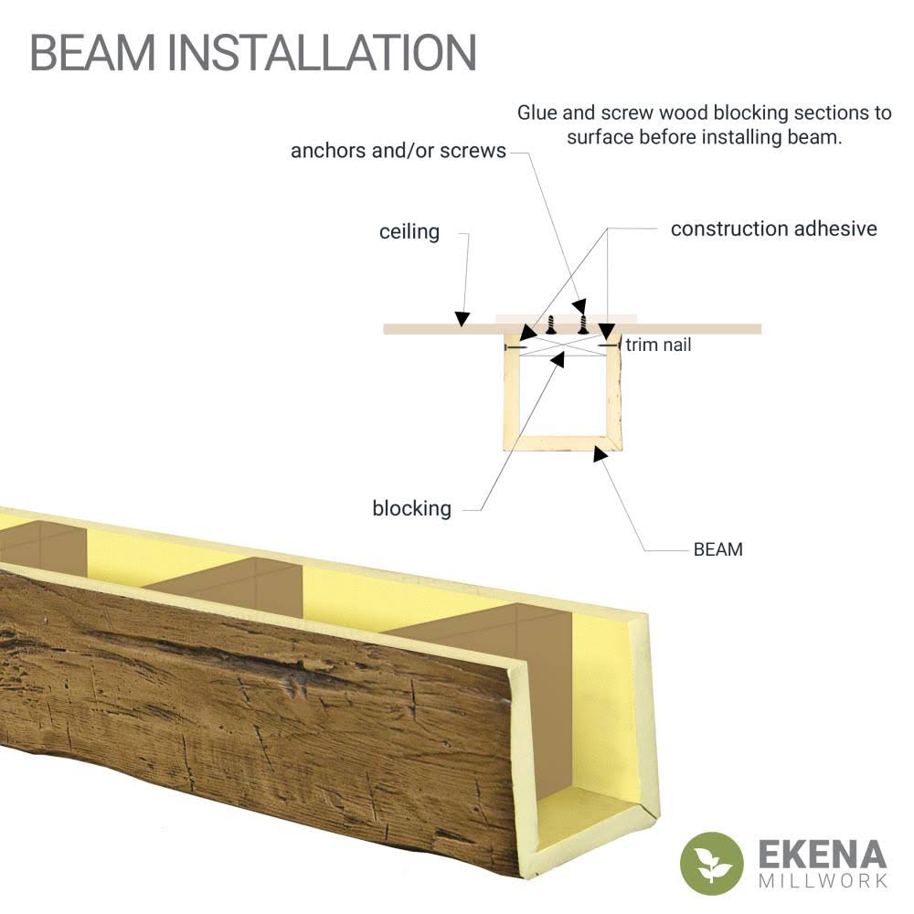 12x22W x 6x22H x 8&L Faux Wood Ceiling Beam J103
