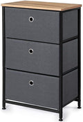 28" Vertical Dresser with 3 Drawers Fabric Nightstand with Steel Frame and Wood Top M9057