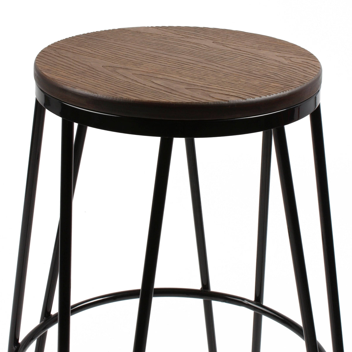 White Wood and Metal Bar Stools Set of 4 W760744